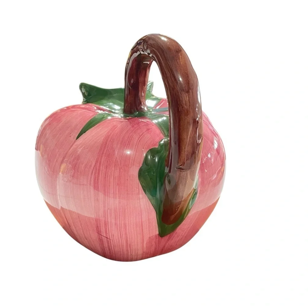 Vintage Majolica Style Hand Painted Tomato Pitcher Jug Made In Portugal Farm EUC